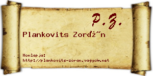 Plankovits Zorán névjegykártya